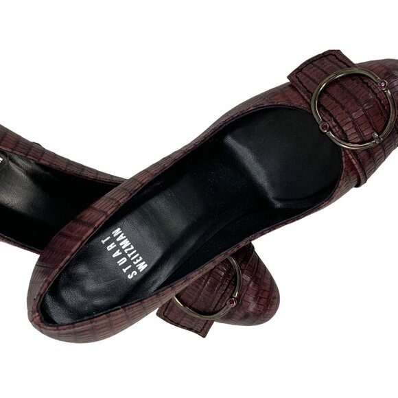Rare VTG Stuart Weitzman Lizard Embossed Leather Mid Heels 6.5M Pump Shoes 8765 - Picture 10 of 13